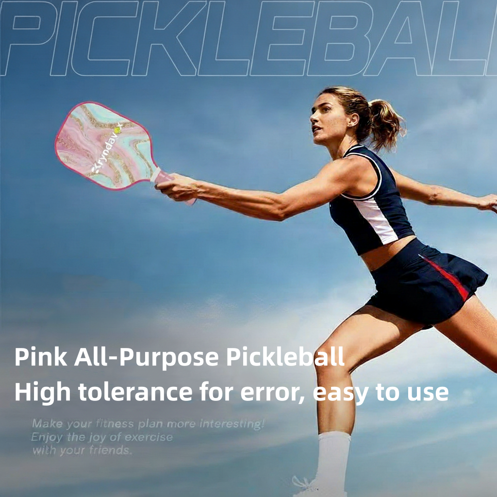 Pink Fiberglass/Carbon Fiber Pickleball Paddle with Cover