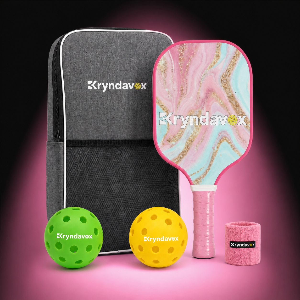 Pink Fiberglass /Carbon fiberPickleball Set with Case