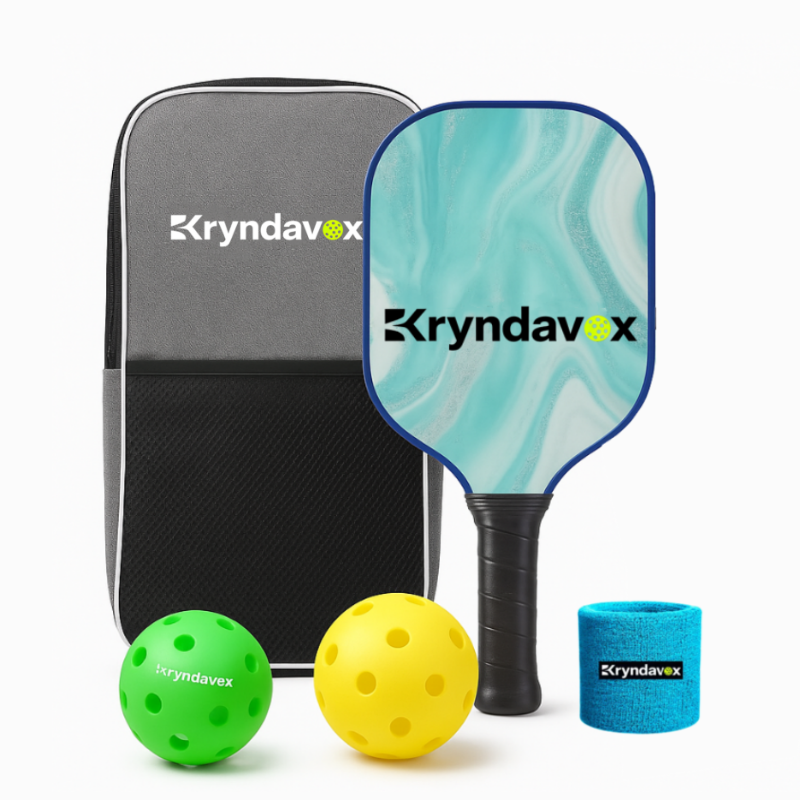 (Custom Engraving Available)Kryndavox: Best Fiberglass Pickleball Paddle Set | Professional Pro Pickleball Rackets with Balls, Wristband & Case