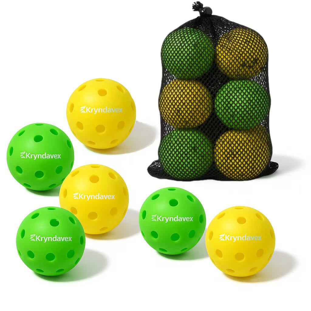 Kryndavox Pickleball Balls, 6 Pack 40-Hole Seamless Outdoor Pickleballs, USAPA Approved, Durable Plastic Balls for All Level