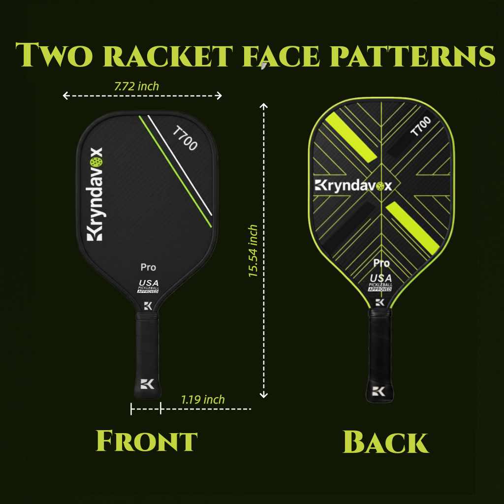 Kryndavox best professional Pickleball Paddle with T700 Raw Carbon Fiber Surface, Pro Pickleball racket, USAPA Approved,Large Sweet Spot