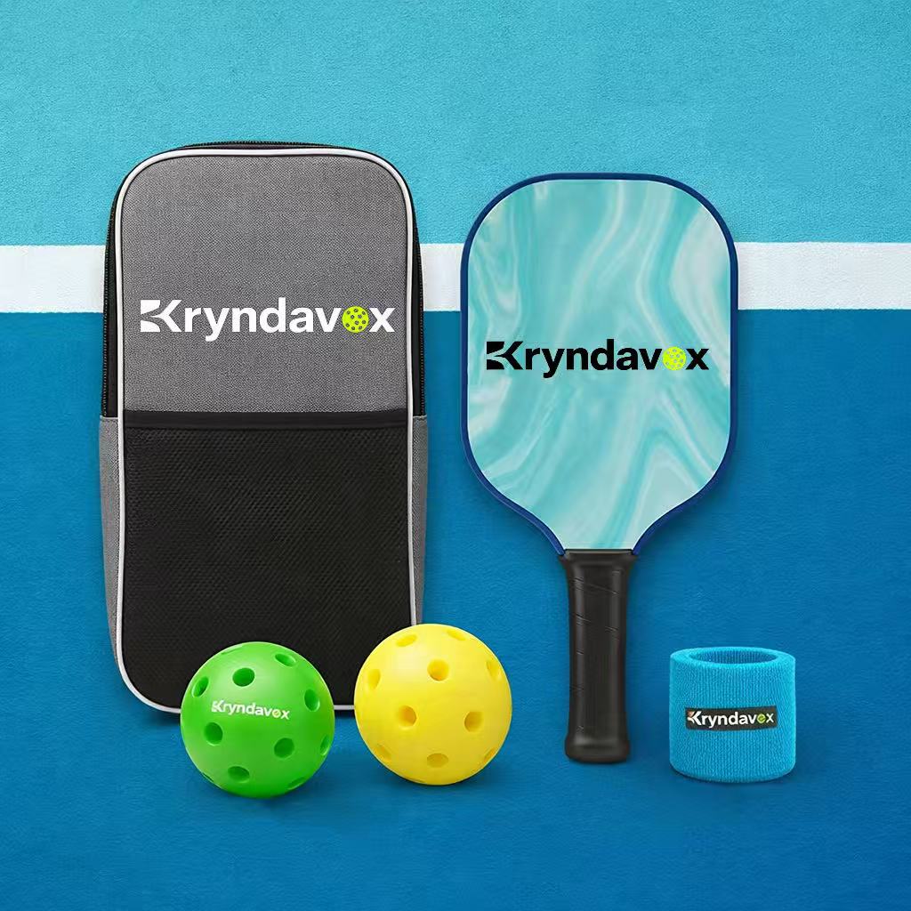 Blue Fiberglass /Carbon fiberPickleball Set with Case