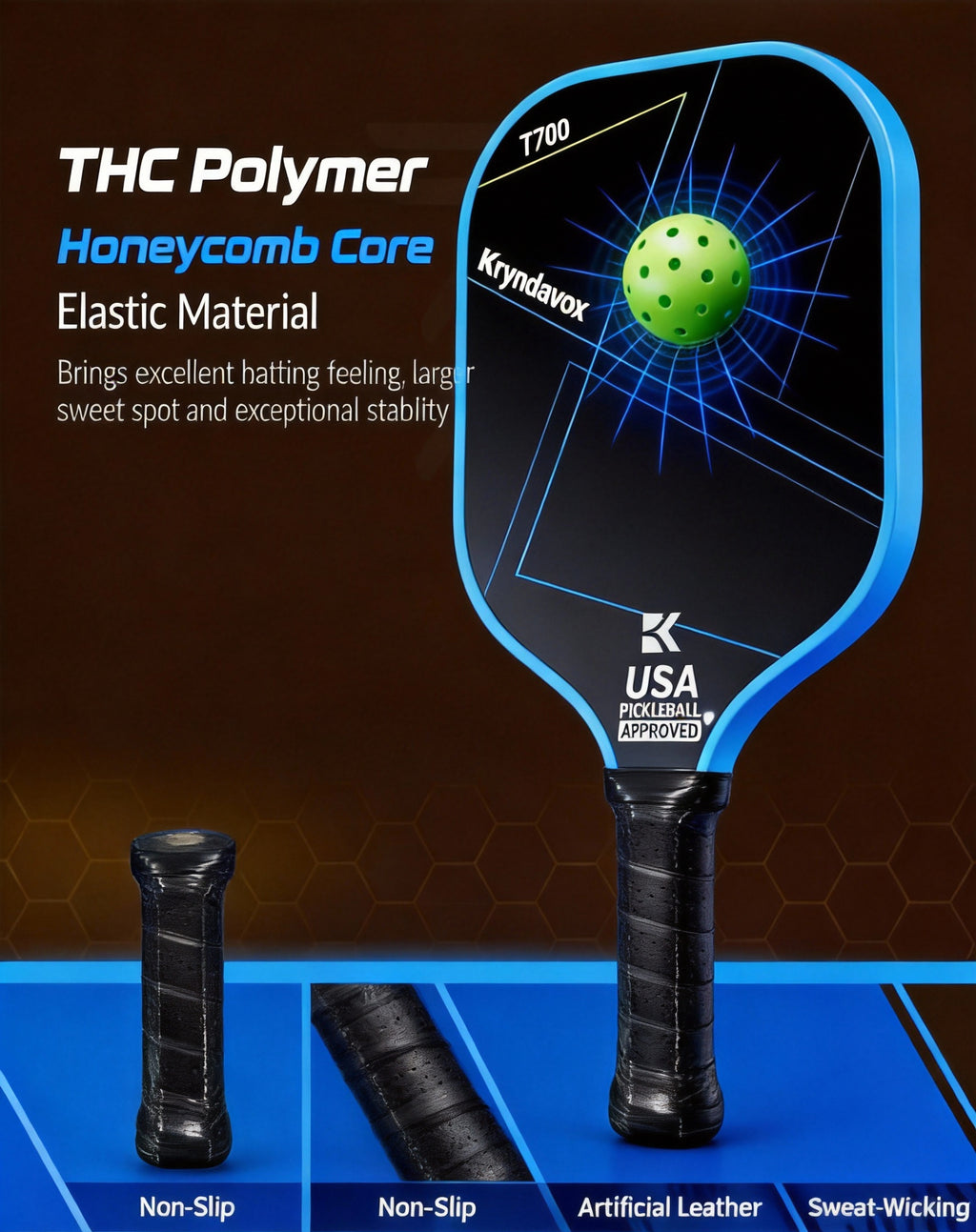 (Custom Engraving Available)Kryndavox USAP Approved Carbon Fiber Pickleball Paddle - Best Professional Pickleball Paddle -- Good for All Skill Levels - Professional Grade