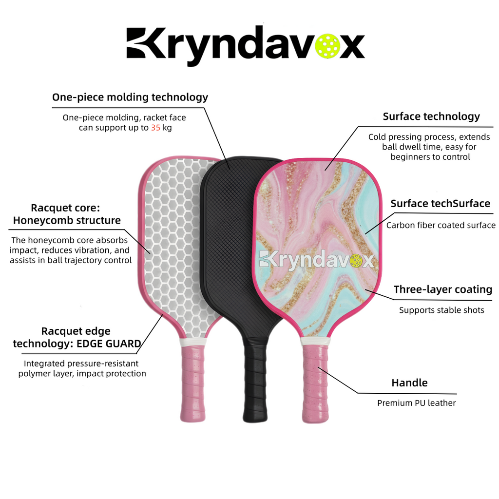 (Custom Engraving Available)Kryndavox: Best Carbon Fiber pink Pickleball Paddle | USAP Approved Professional Pro Pickleball Racket with Protective Cover
