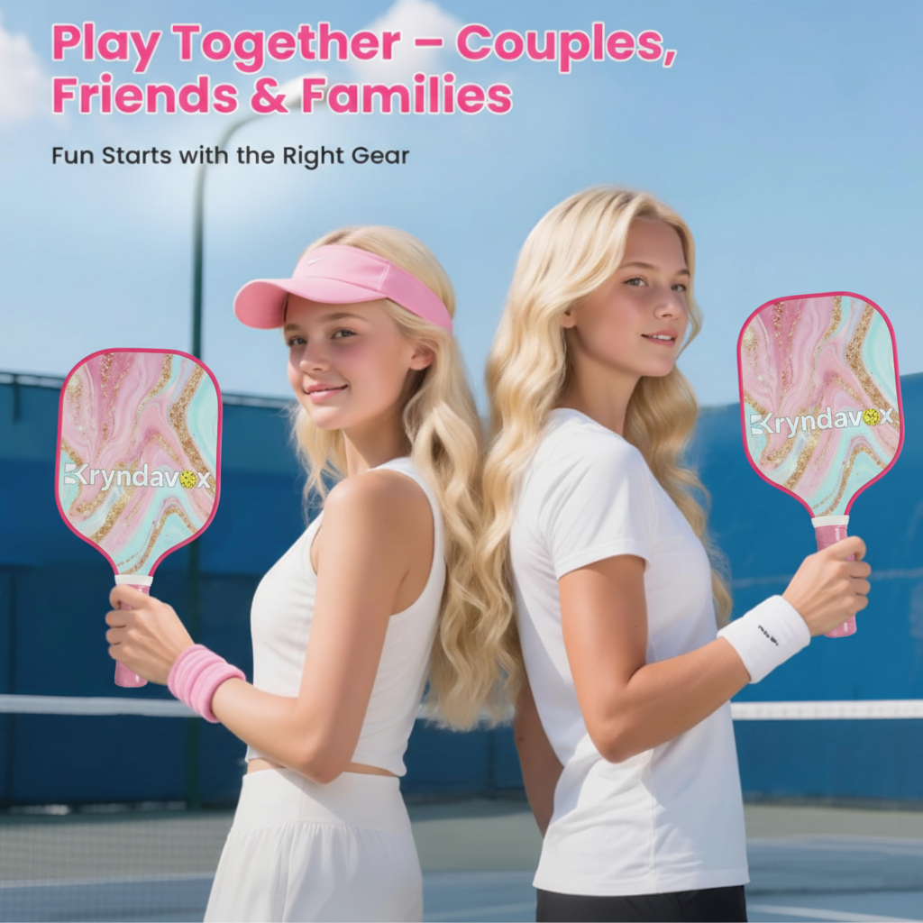 (Custom Engraving Available)Kryndavox: Best Fiberglass Pickleball Paddle Set | Professional Pro Pickleball Rackets with Balls, Wristband & Case