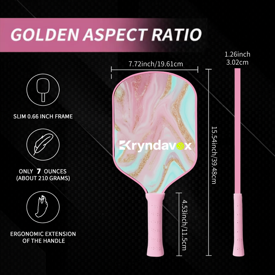 (Custom Engraving Available)Kryndavox: Best Fiberglass Pickleball Paddle Set | Professional Pro Pickleball Rackets with Balls, Wristband & Case