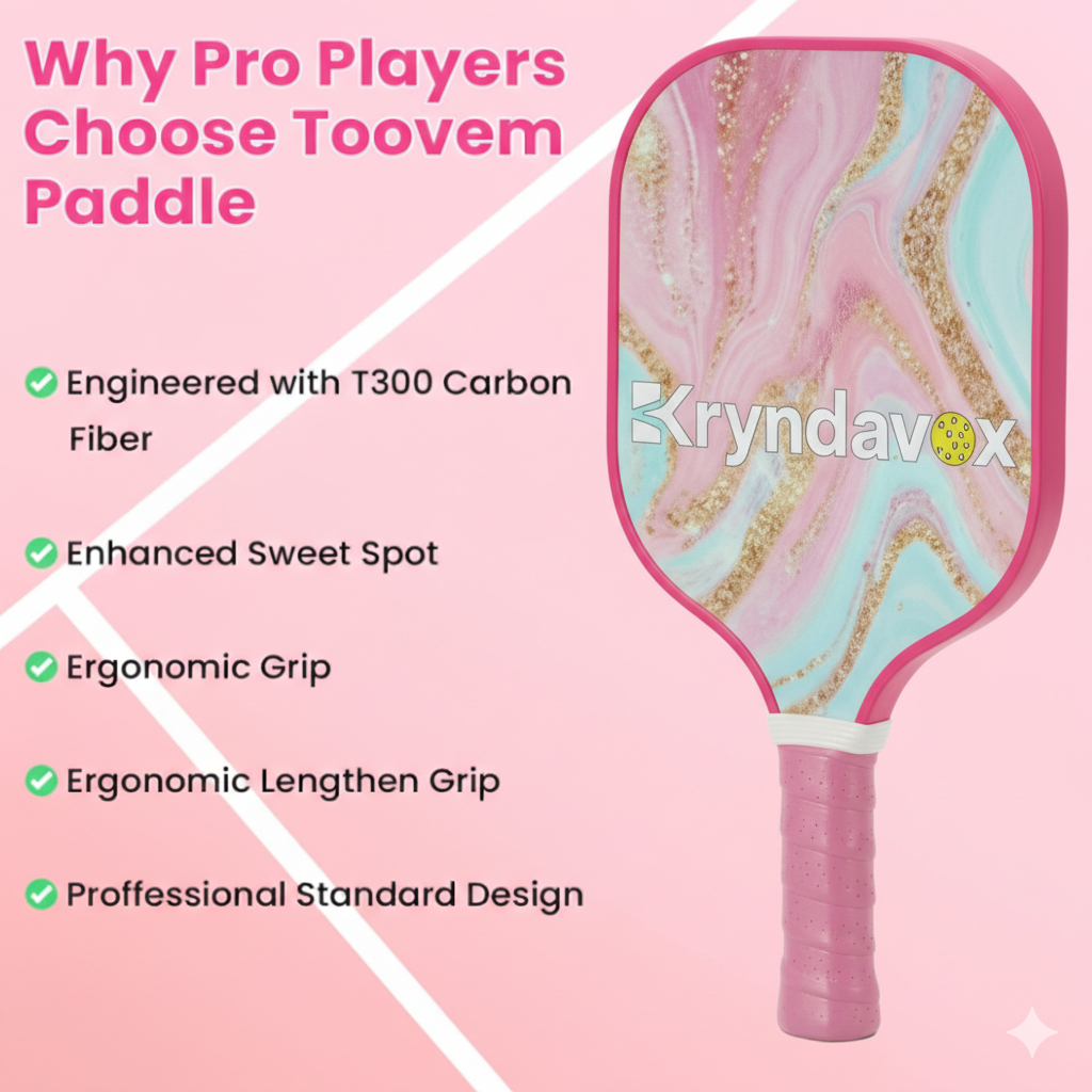 (Custom Engraving Available)Kryndavox: Best Fiberglass Pickleball Paddle Set | Professional Pro Pickleball Rackets with Balls, Wristband & Case