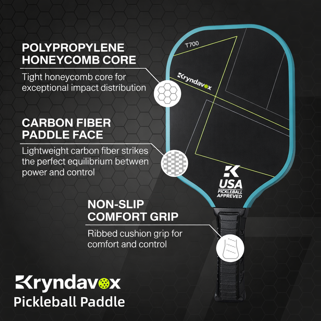 (Custom Engraving Available)Kryndavox USAP Approved Carbon Fiber Pickleball Paddle - Best Professional Pickleball Paddle -- Good for All Skill Levels - Professional Grade