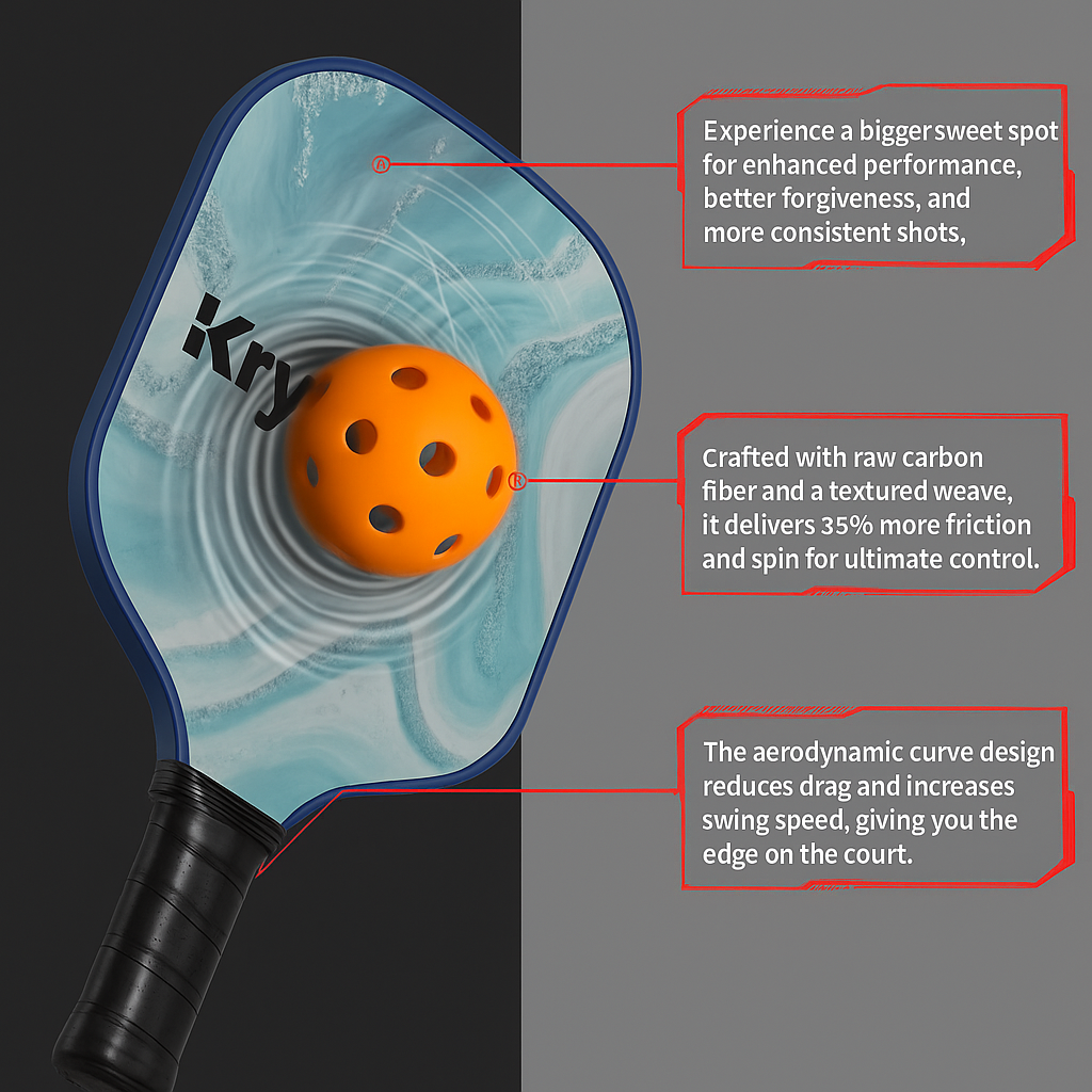 Kryndavox Carbon Fiber/Glass Fiber pickleball sets , USA Association Certified, 2 Racquets, 4 Balls, One Bag