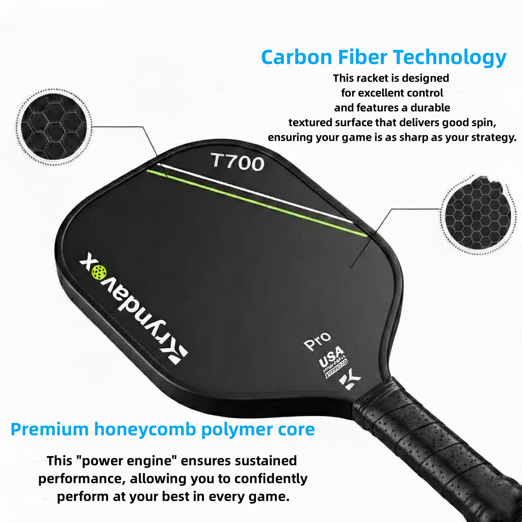 Kryndavox best professional Pickleball Paddle with T700 Raw Carbon Fiber Surface, Pro Pickleball racket, USAPA Approved,Large Sweet Spot