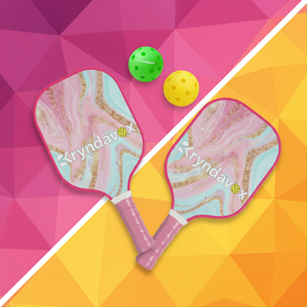 Kryndavox Pickleball Paddle Set of 1，USAPA Approved Fiberglass Pickleball Racket, 1Rackets, 2 Balls,1Wristband and 1 Portable Carry Bag, Pink Pickle Ball Paddle for Men and Women（Pink）