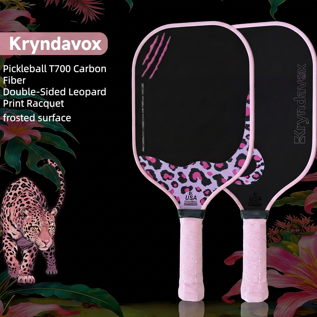 Professional-Grade Double-Sided Pickleball T700 Carbon Fiber Pink Panther Racket, 16mm Thick, with Frosted Surface, Protective Side Strips, and a Large Racket face