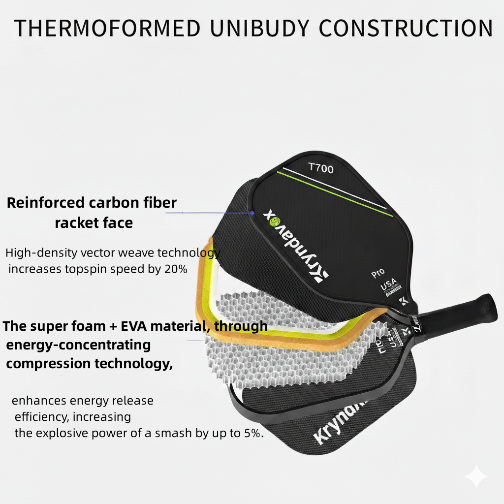 Kryndavox best professional Pickleball Paddle with T700 Raw Carbon Fiber Surface, Pro Pickleball racket, USAPA Approved,Large Sweet Spot