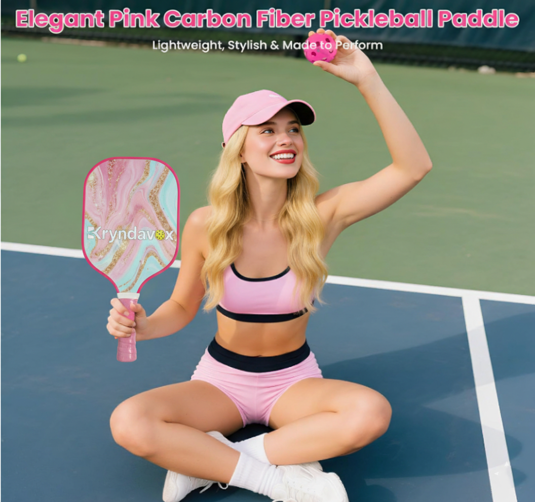 (Custom Engraving Available)Kryndavox: Best Fiberglass Pickleball Paddle Set | Professional Pro Pickleball Rackets with Balls, Wristband & Case