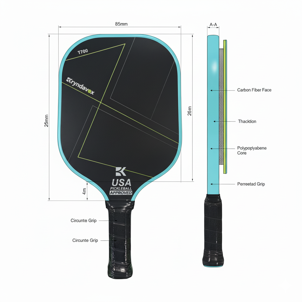 (Custom Engraving Available)Kryndavox USAP Approved Carbon Fiber Pickleball Paddle - Best Professional Pickleball Paddle -- Good for All Skill Levels - Professional Grade