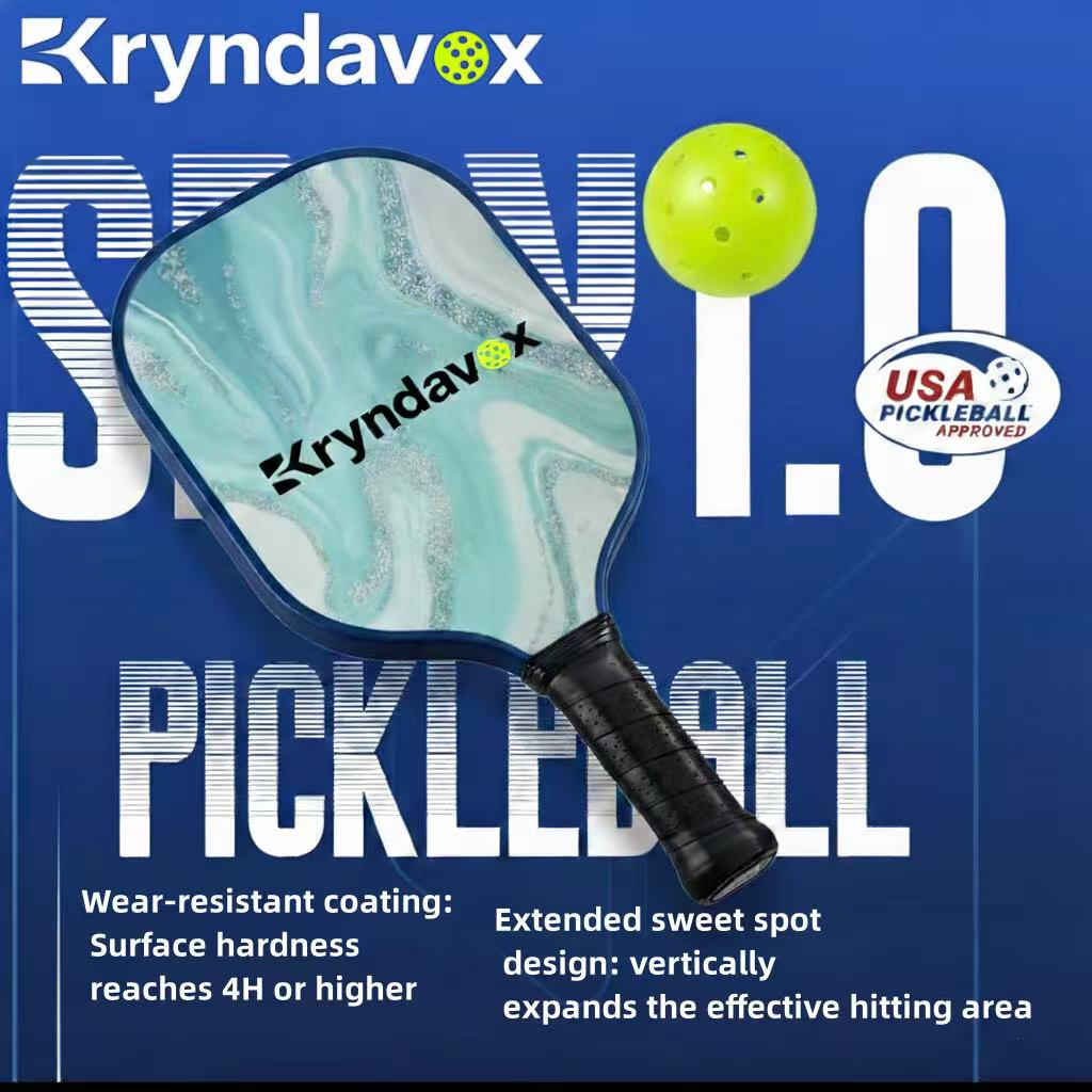 Blue Fiberglass/Carbon Fiber Pickleball Paddle with Cover