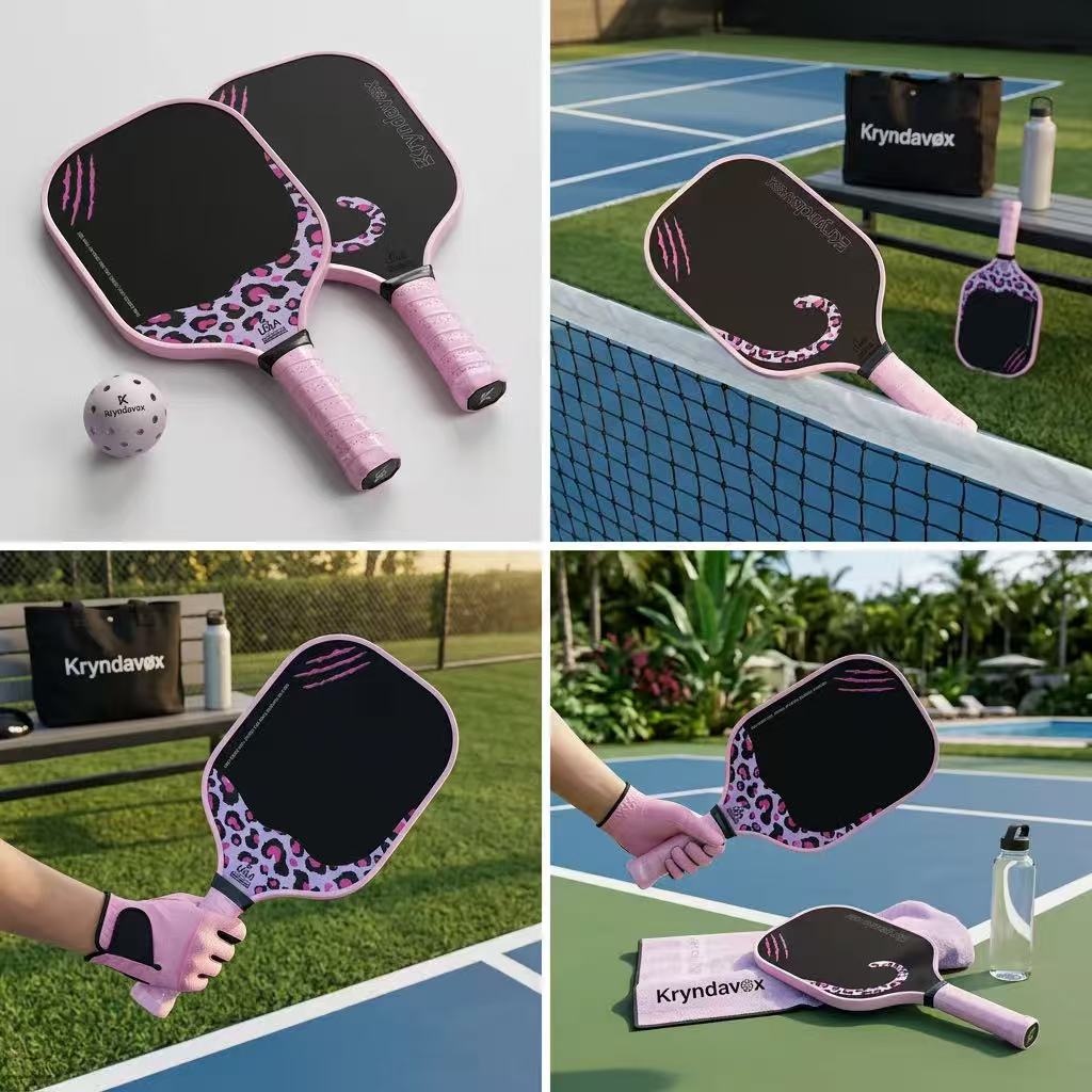 Professional-Grade Double-Sided Pickleball T700 Carbon Fiber Pink Panther Racket, 16mm Thick, with Frosted Surface, Protective Side Strips, and a Large Racket face
