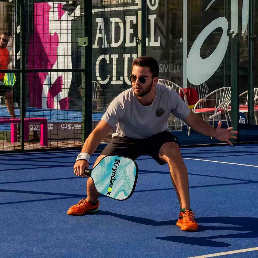Blue Fiberglass/Carbon Fiber Pickleball Paddle with Cover