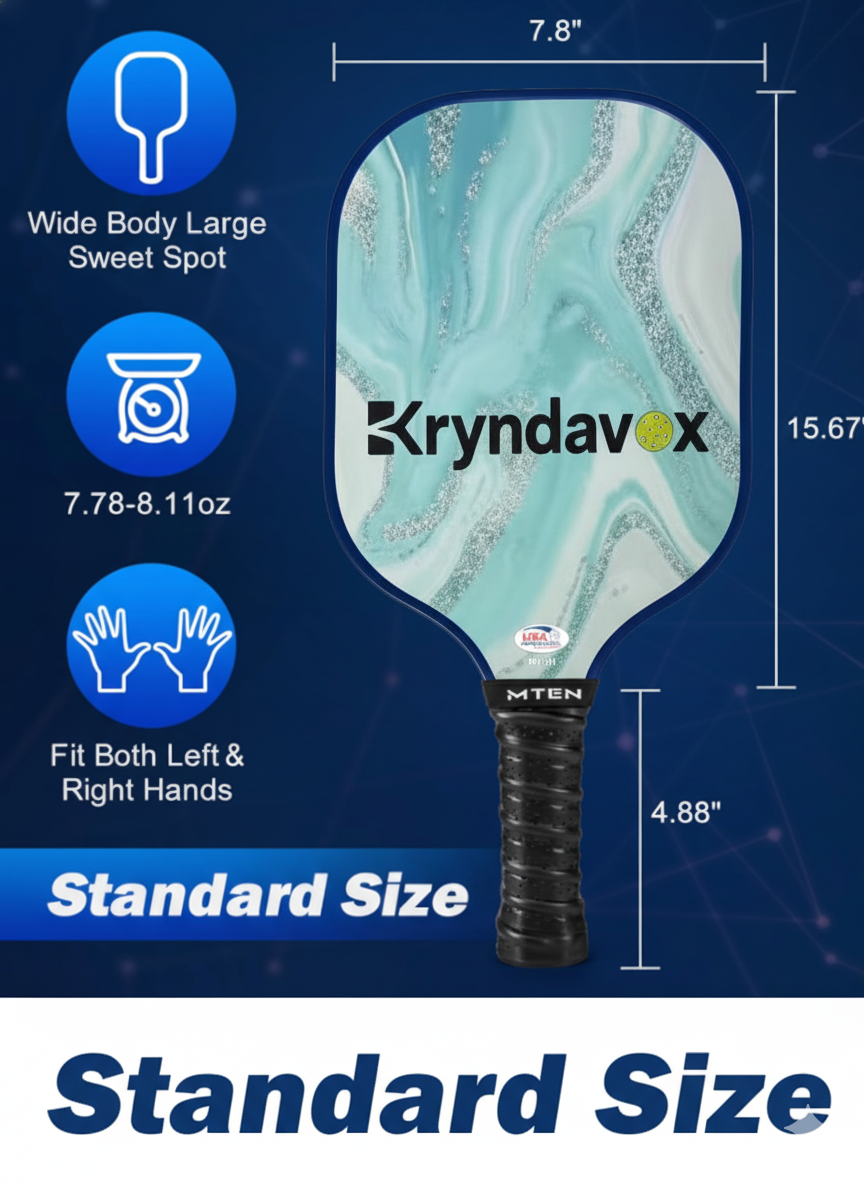 Blue Fiberglass/Carbon Fiber Pickleball Paddle with Cover