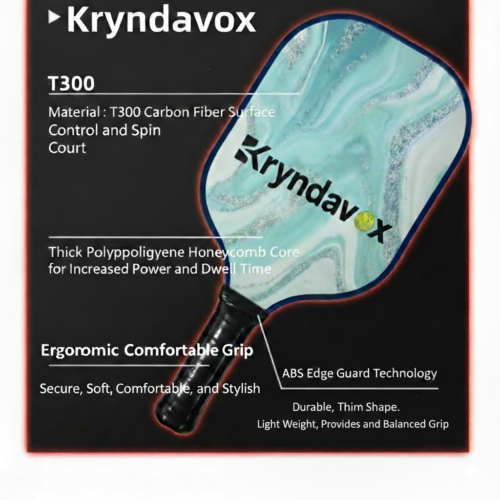 Kryndavox Carbon Fiber Pickleball Paddle with Cover - USAP Approved Professional Pro Pickleball Racket