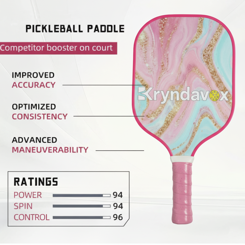 (Custom Engraving Available)Kryndavox: Best Fiberglass Pickleball Paddle Set | Professional Pro Pickleball Rackets with Balls, Wristband & Case